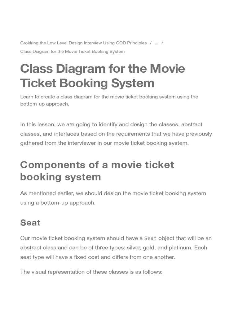 5.4class Diagram For The Movie Ticket Booking System | PDF | Credit ...