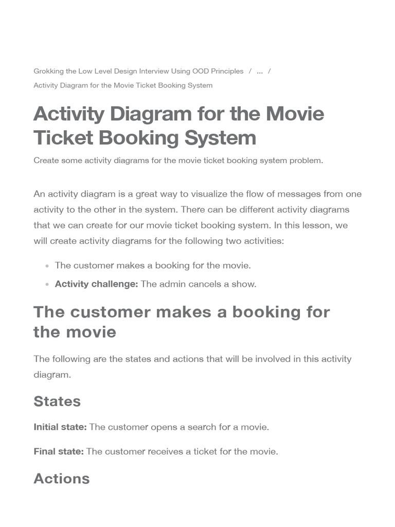 5.6activity Diagram For The Movie Ticket Booking System | PDF | Cash