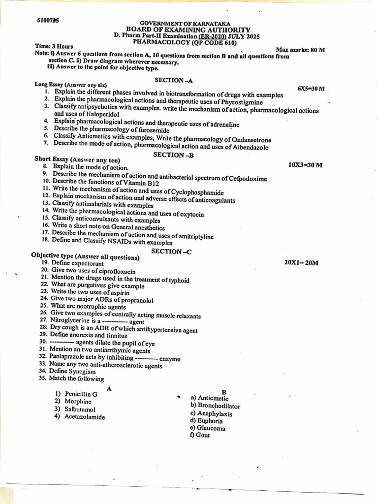 Second Year Diploma Supplementary QP 2025 | PDF
