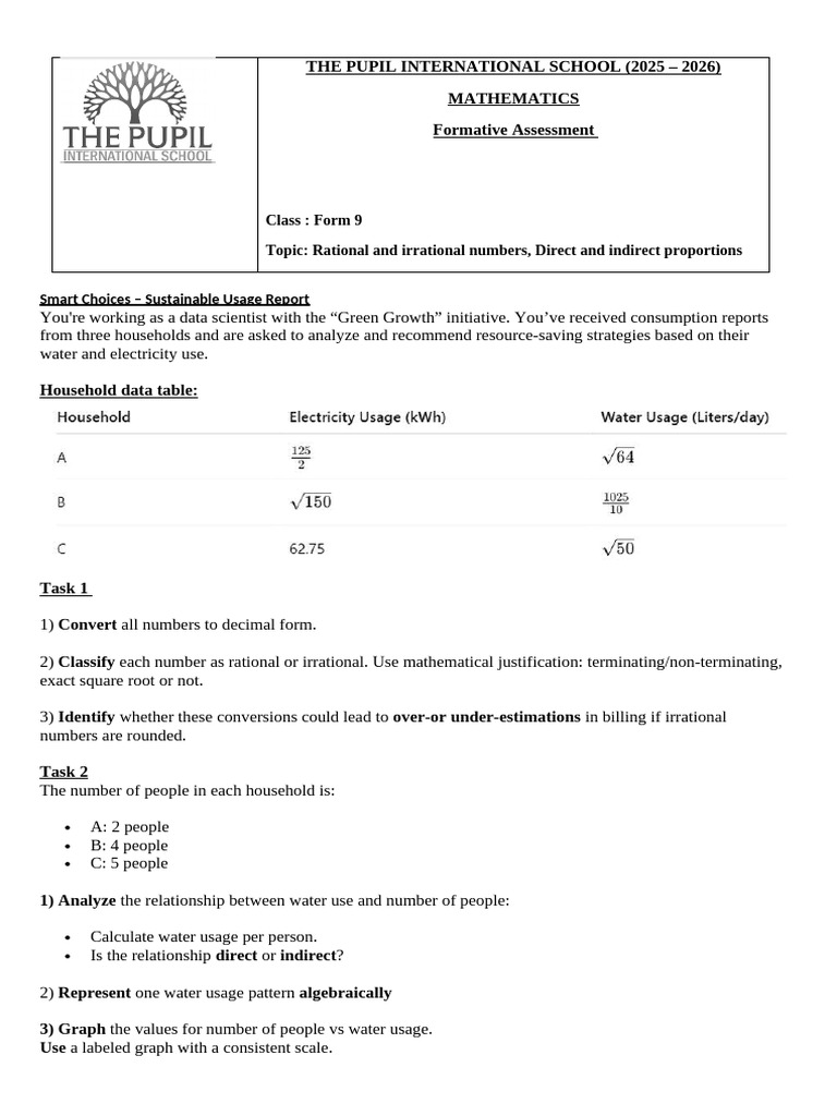 F9 Formative Assessment Task | PDF