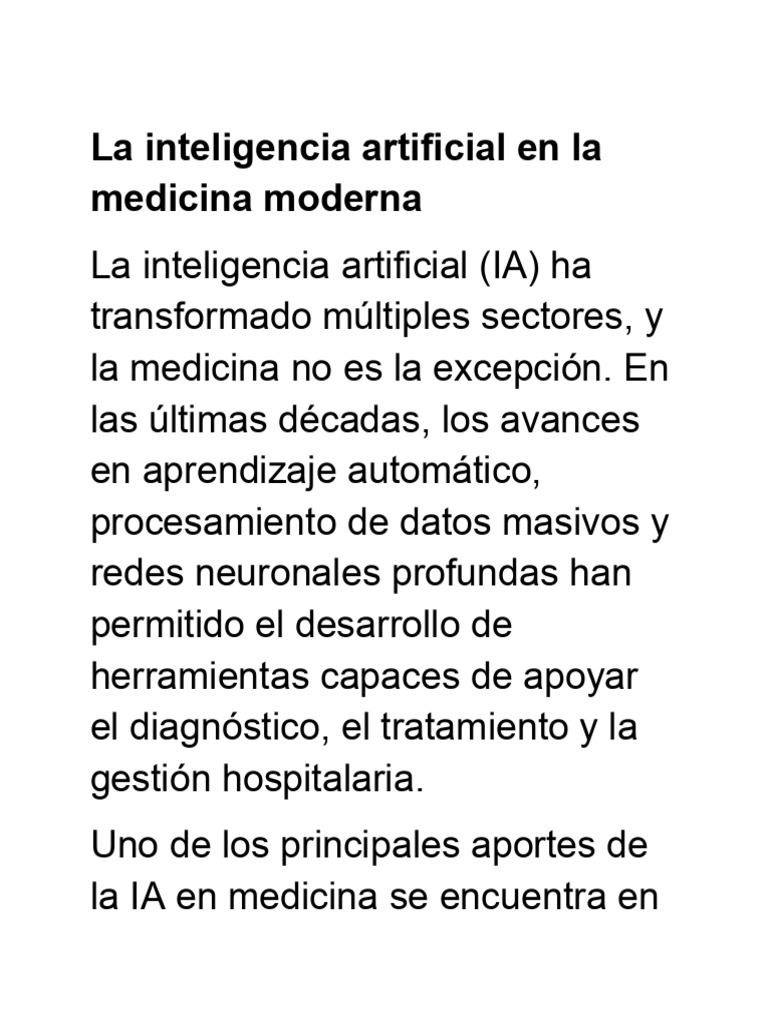La Inteligencia Artificial en La Medicina Moderna | PDF | Inteligencia ...