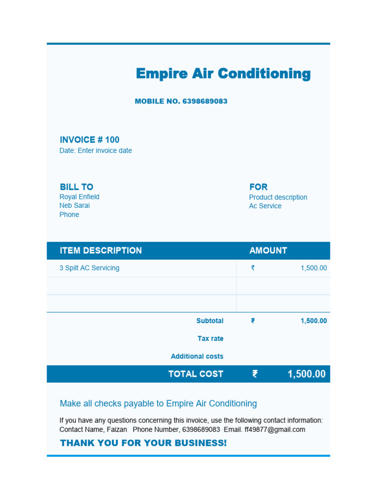 3 Ac Servicing Bill 2 | PDF