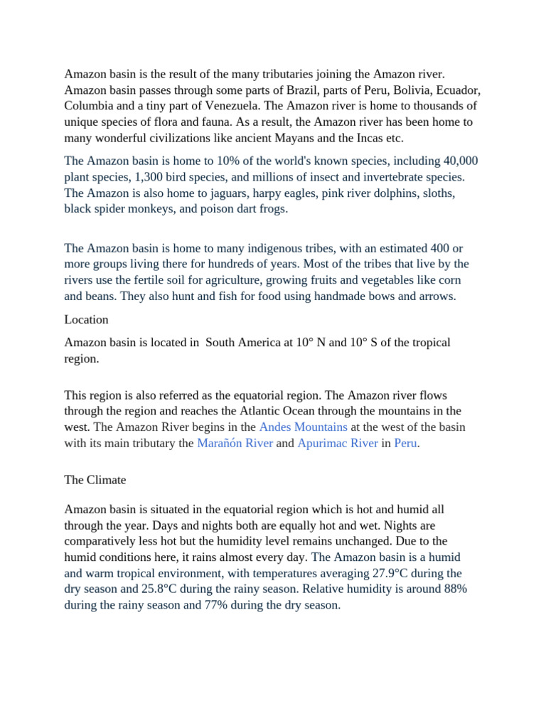 The Amazon Basin Is Home To 10% of The World's Known Species | PDF ...