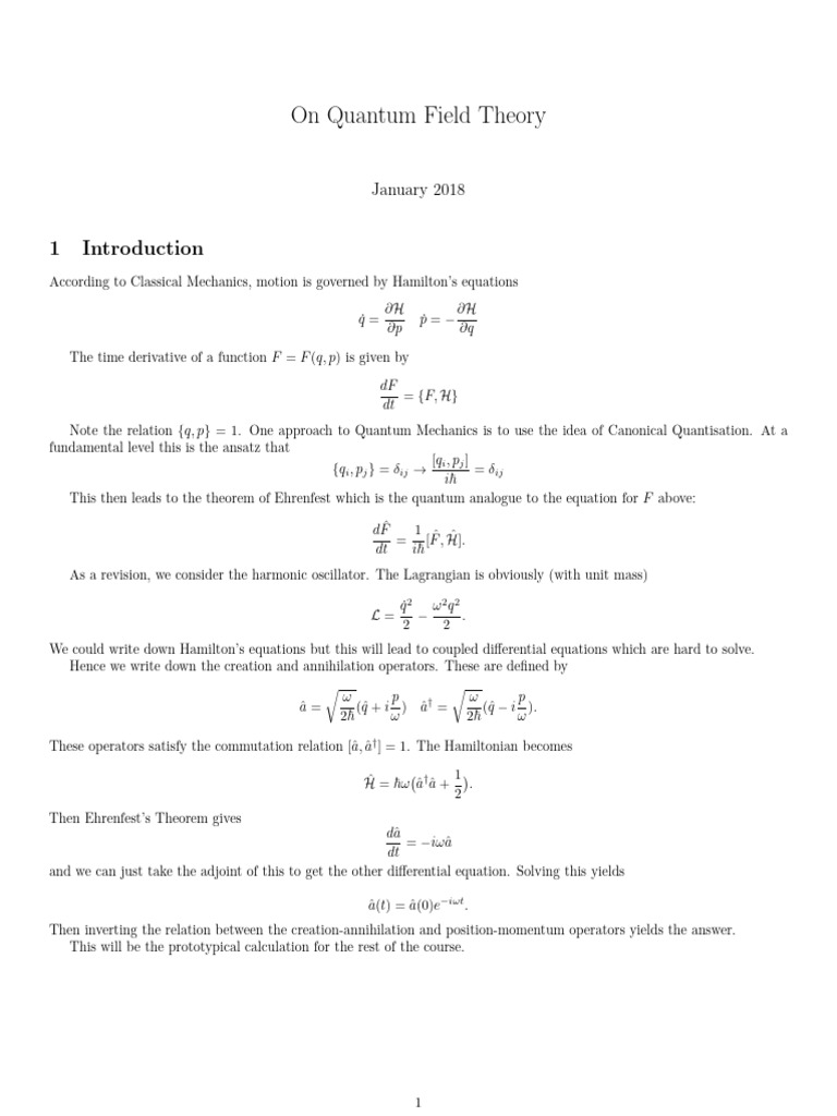 On Quantum Field Theory | PDF | Hamiltonian Mechanics | Lagrangian ...