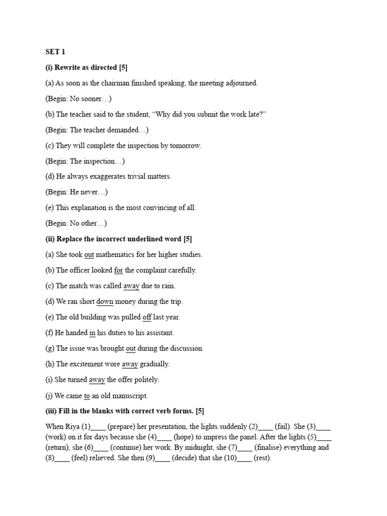ISC - Functional Grammar - Practice | PDF