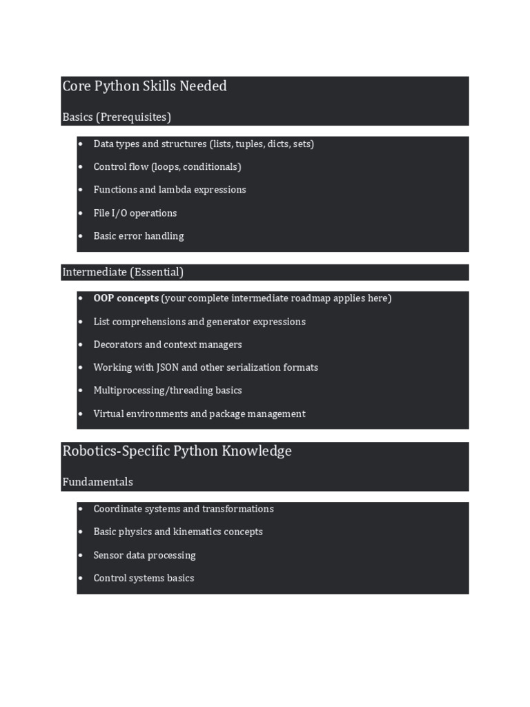Roadmap of Python For Robotics and AI | PDF | Artificial Intelligence ...