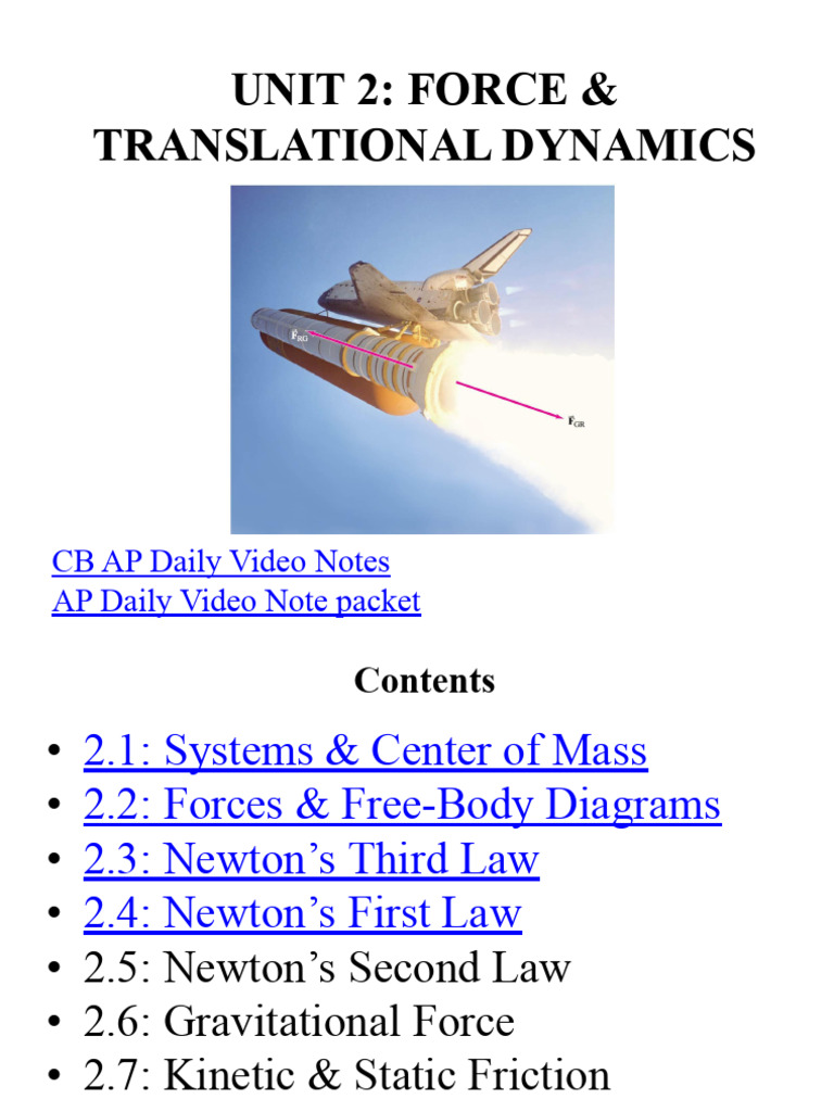 Dynamics NLM LectureOutline | PDF | Force | Friction