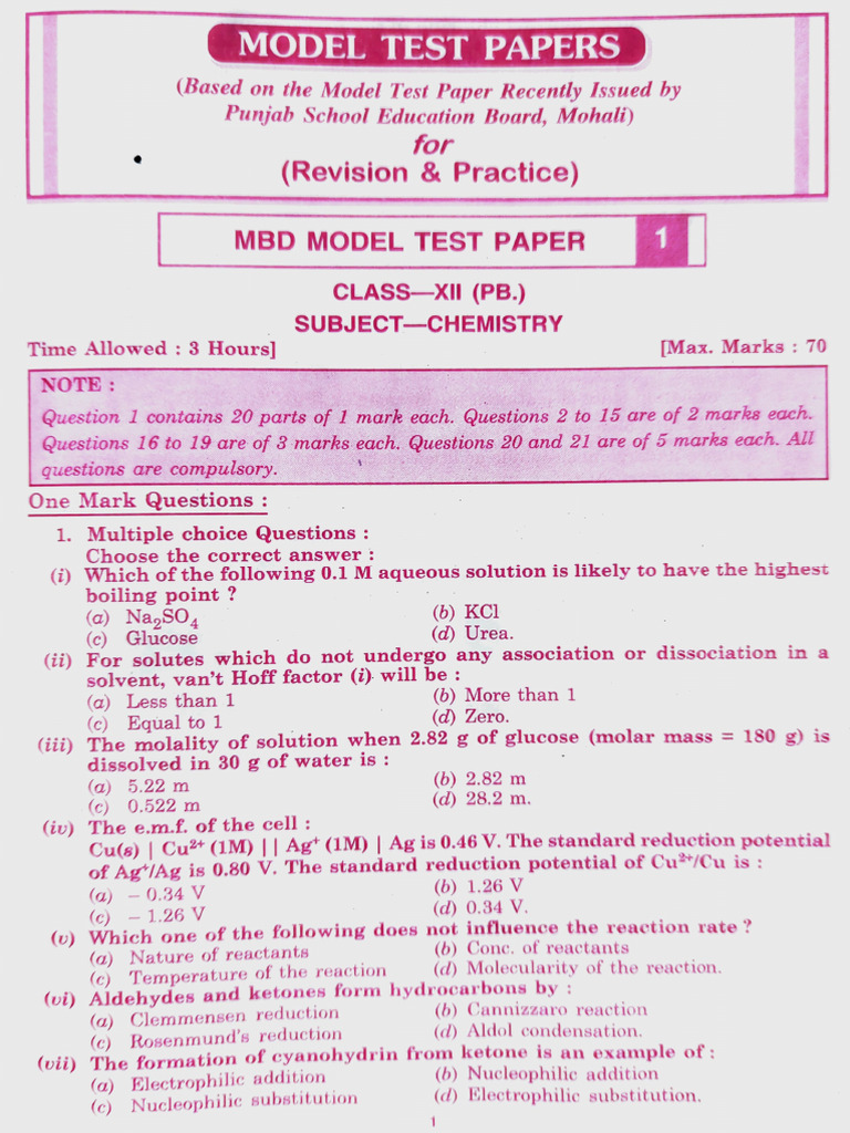 MBD Sample Papers 2026 | PDF