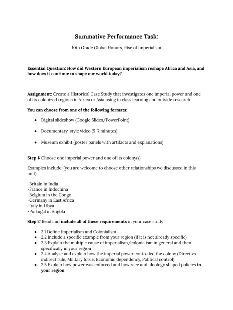 Summative Performance Task | PDF