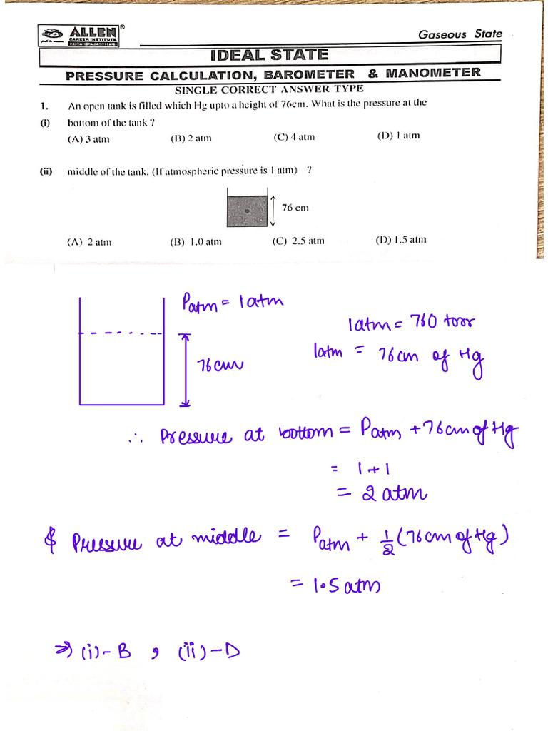 Gaseous State Question Bank Part 1 | PDF