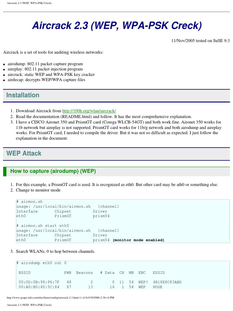 Aircrack 2.3 (WEP, WPA-PSK Creck) | Servidor proxy ...