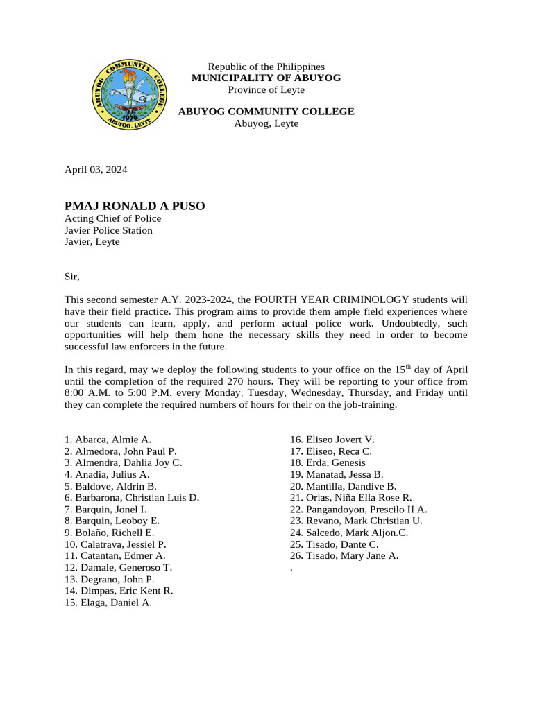 Deployment Letter | PDF