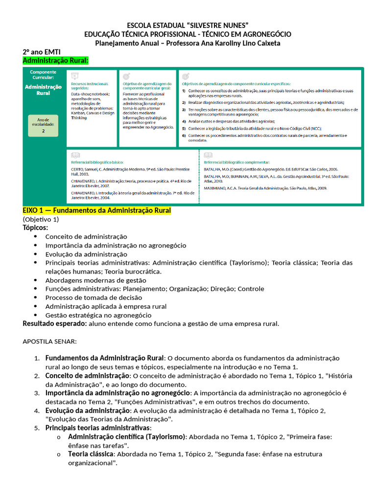 Planejamento Anual 2º Ano Emti | PDF | Agricultura | Agronegócio