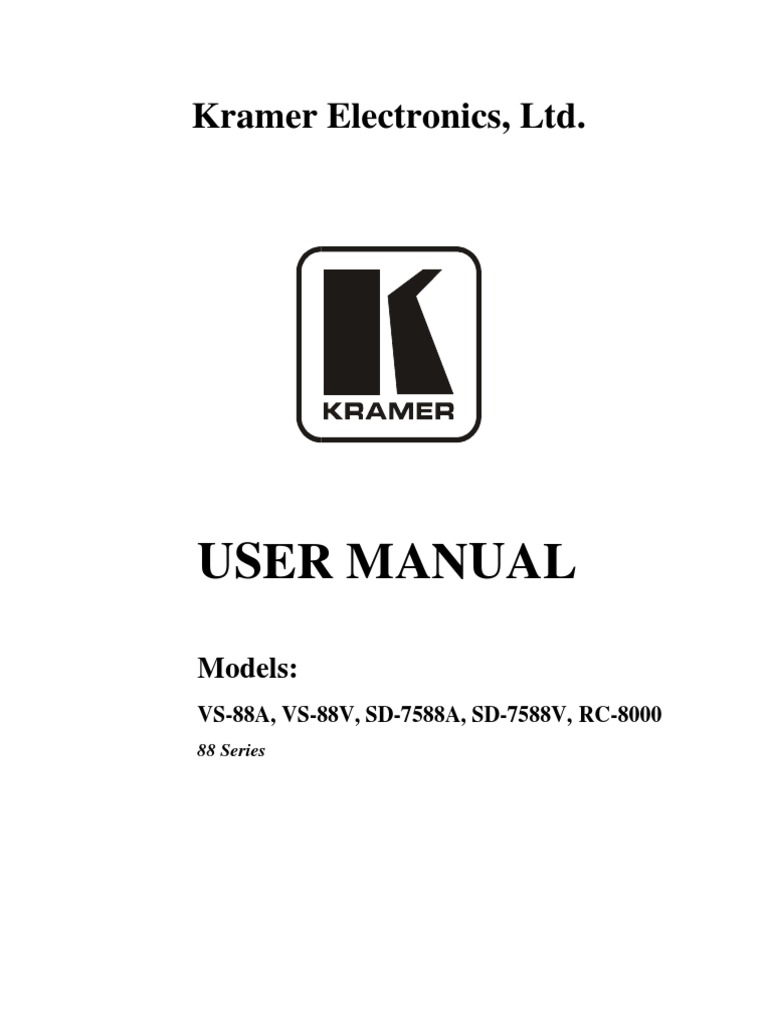 User Manual: Kramer Electronics, LTD | PDF | Electrical Connector | Switch
