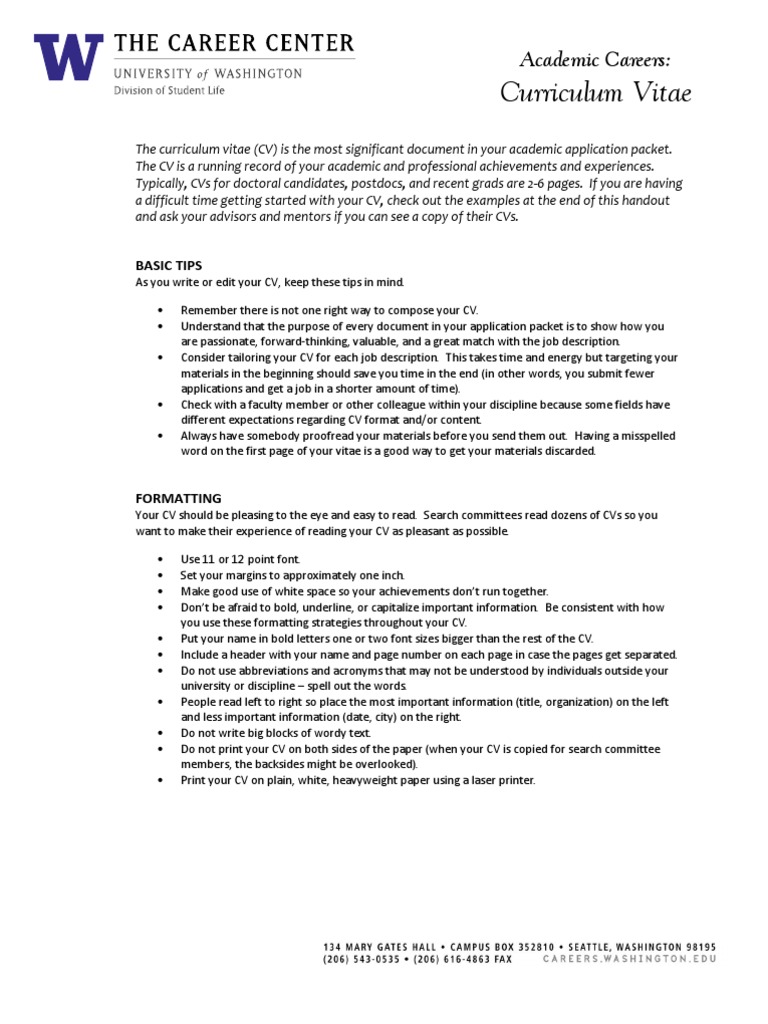 Academic CV Writing Guide | PDF | Thesis | Graduate School