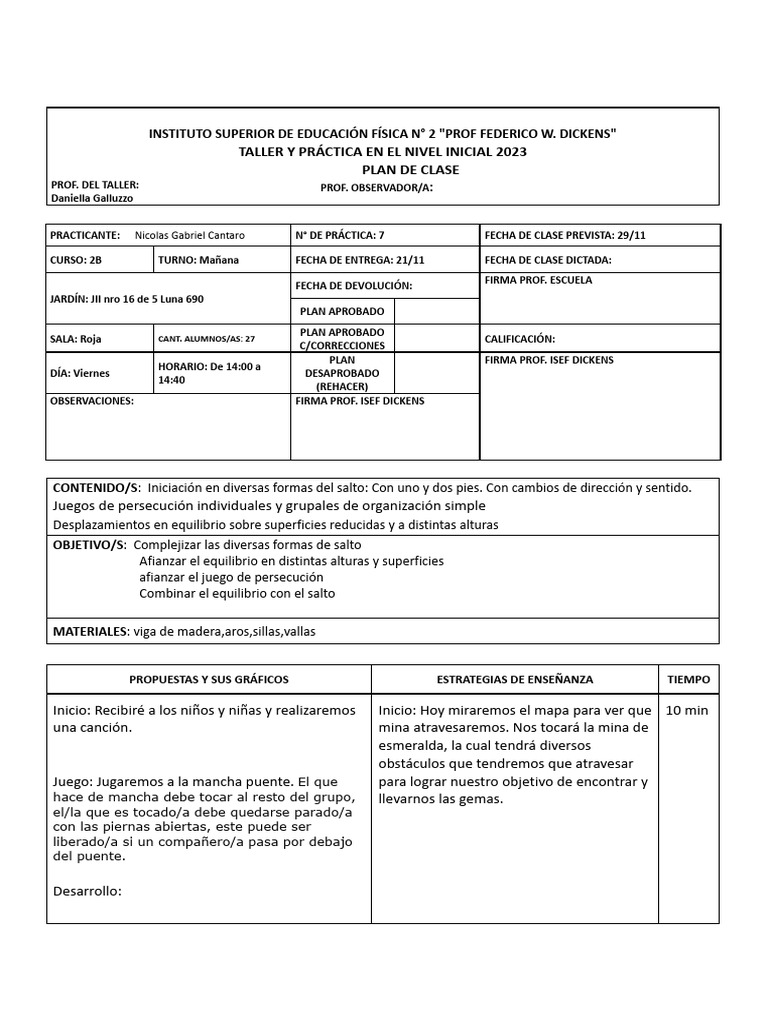 Plan de Clase 7 | PDF