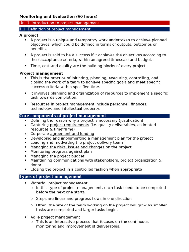 Monitoring and Evaluation | PDF | Project Management | Evaluation