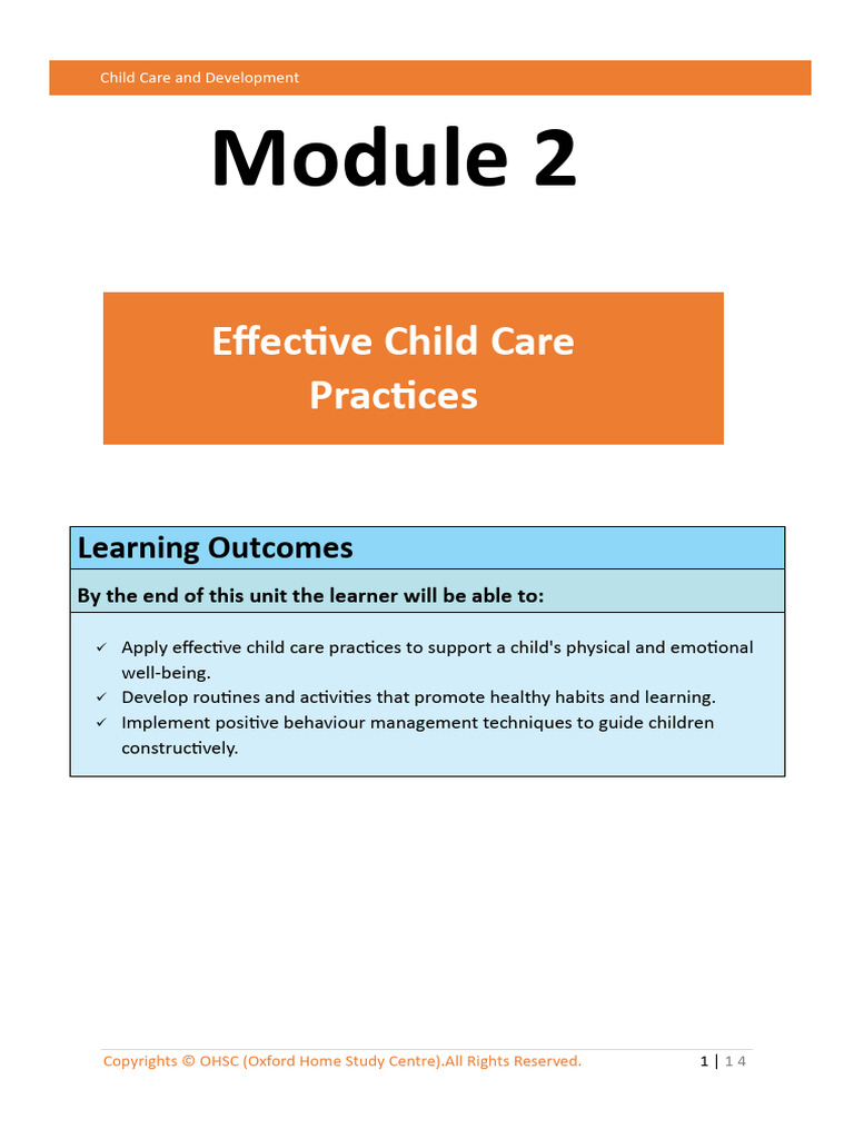 1740665815module 2 Effective Child Care Practices | PDF | Child Care ...
