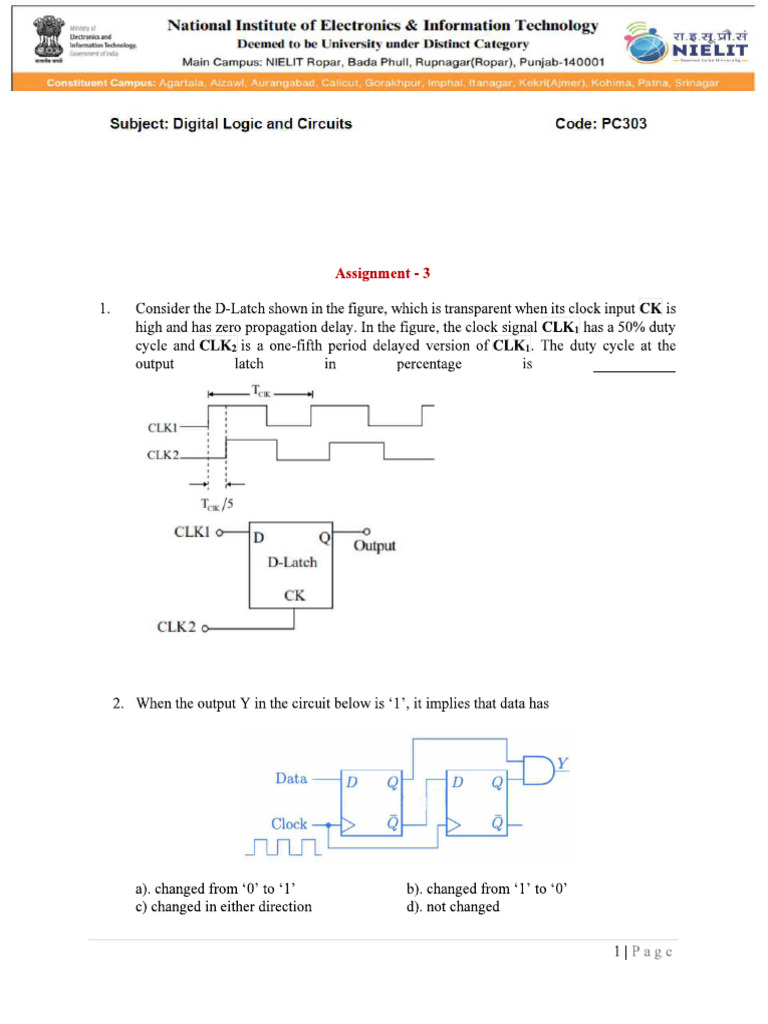 DLC Assignment 3 SequentialLogicCircuits | PDF