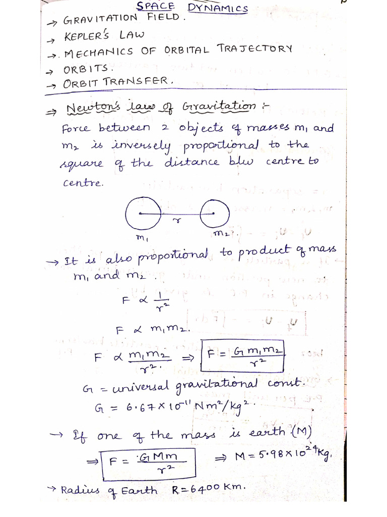 Space Dynamics Notes | PDF