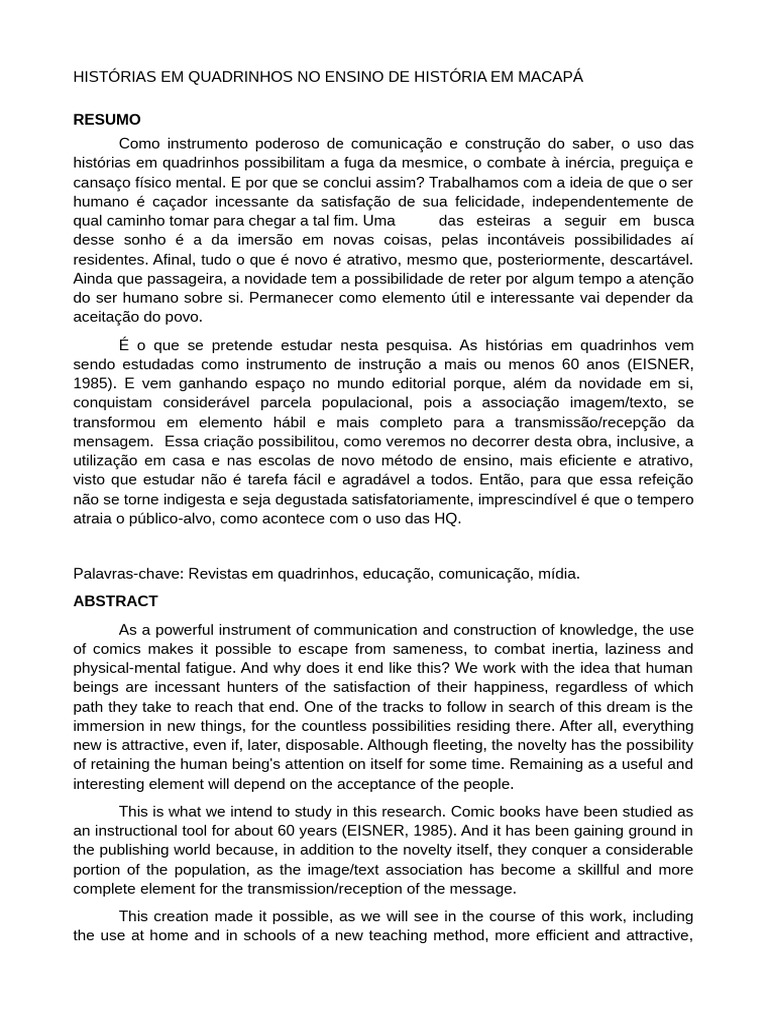Artigo Histórias em Quadrinhos Na Sala de Aula | PDF | Sociologia ...