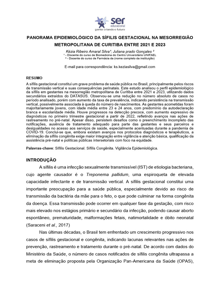 TCC - Artigo Cientifico Completo AV2 Kézia RAS | PDF | Gravidez ...