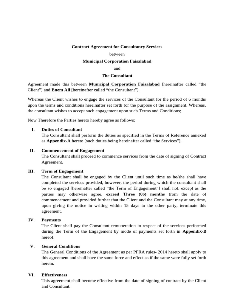 Sample Contract Agreement Enem Ali | PDF | Economies | Government Finances