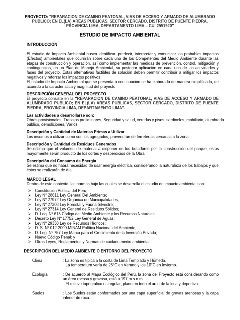 14.2 Estudio de Impacto Ambiental | PDF | Evaluación de impacto ...