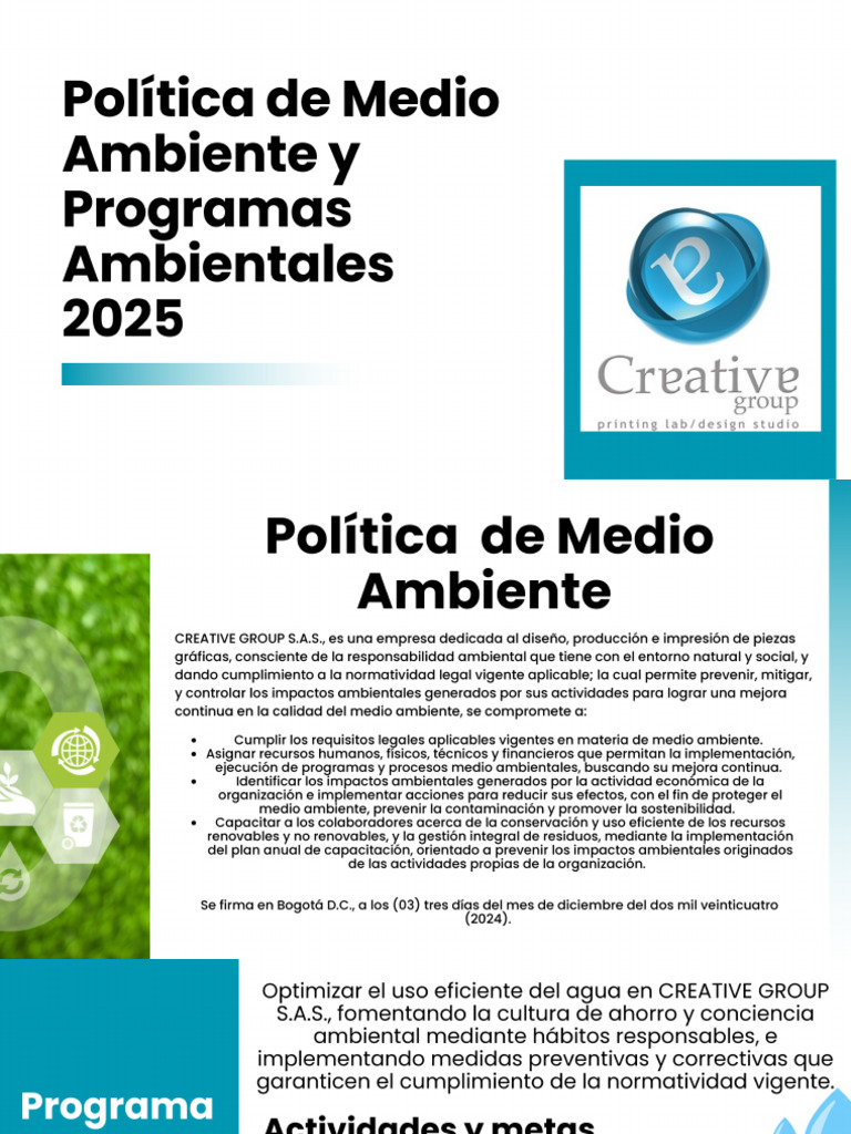 Politica de Medio Ambiente y Programas Ambientales 2025 | PDF