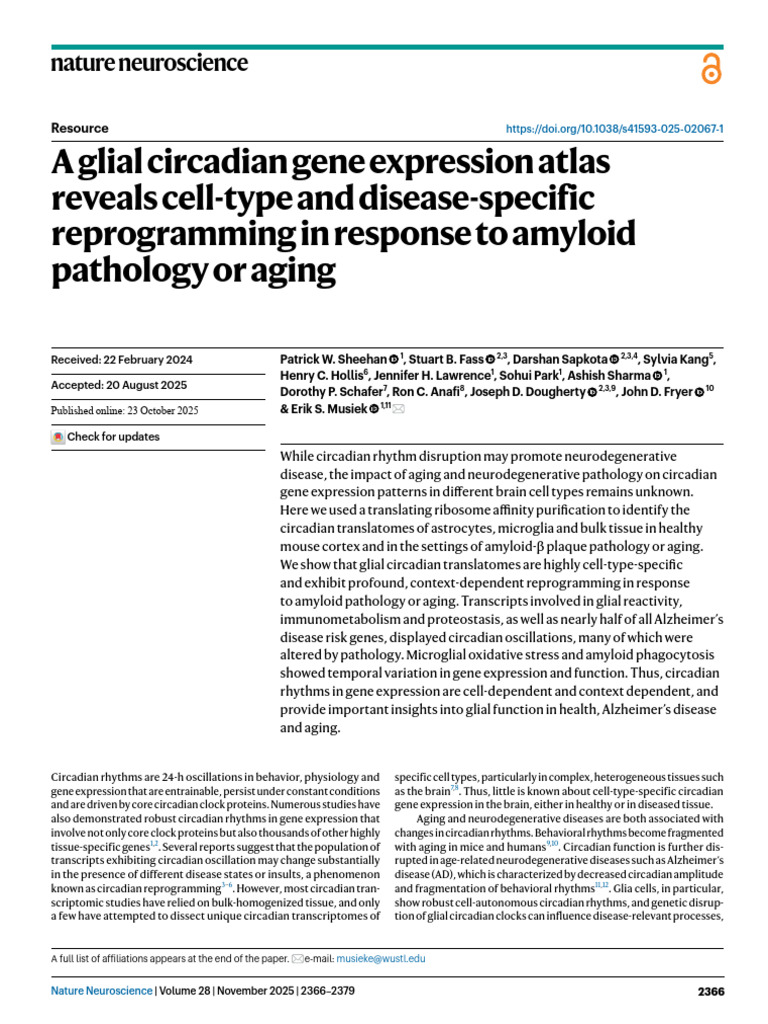 A Glial Circadian Gene Expression Atlas Reveals Cell-Type and Disease ...