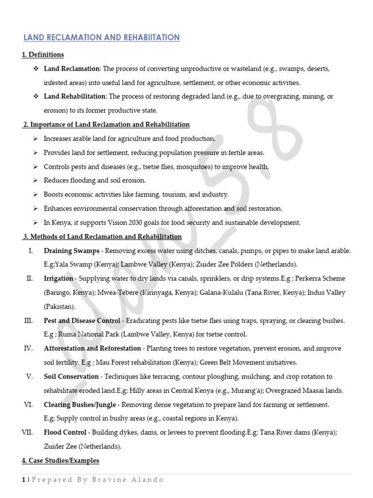 Land Reclamation and Rehabiitation | PDF | Irrigation | Agriculture