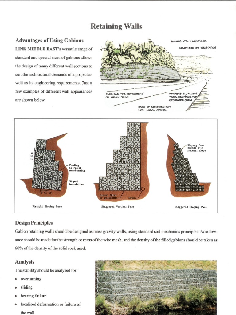 Gabion Retaining Wall Design Guidelines | PDF