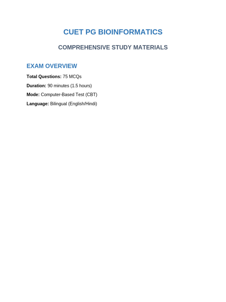 CUET PG Bioinformatics Study Materials | PDF | Regulation Of Gene ...