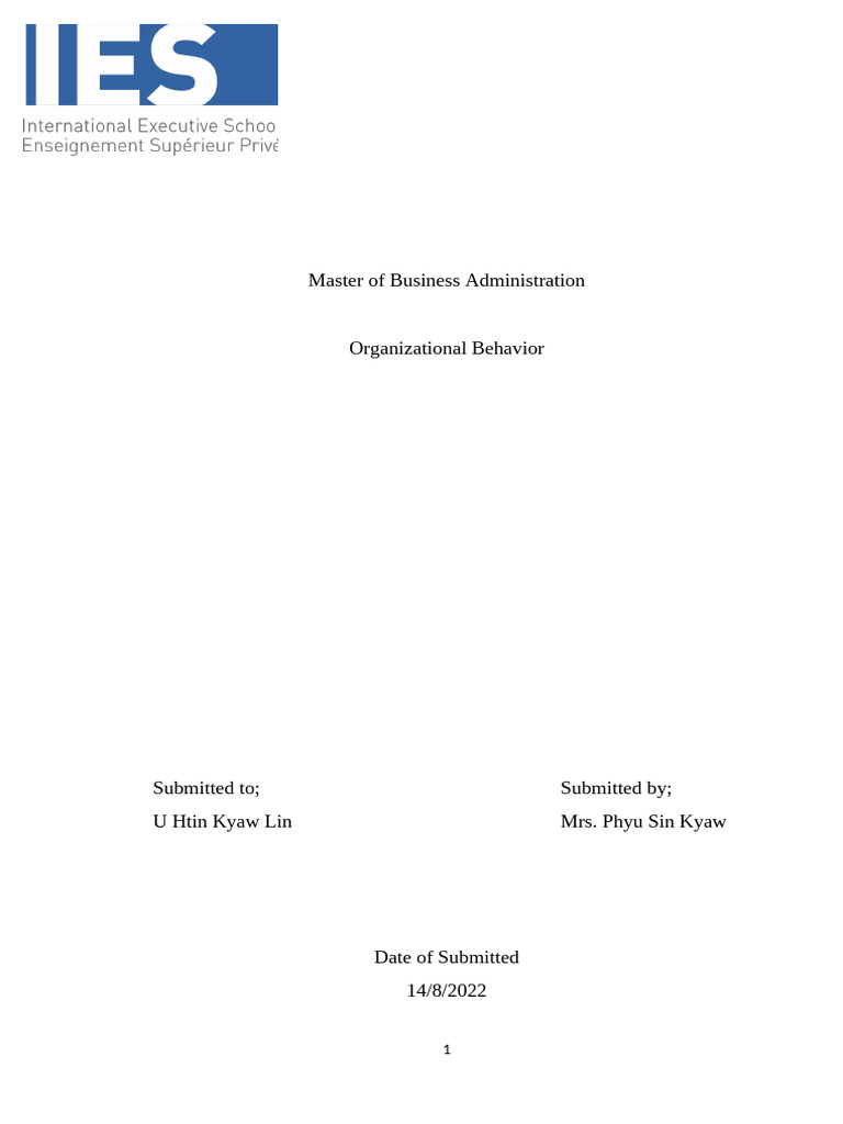 Master of Business Administration OV Assignment | PDF | Leadership ...