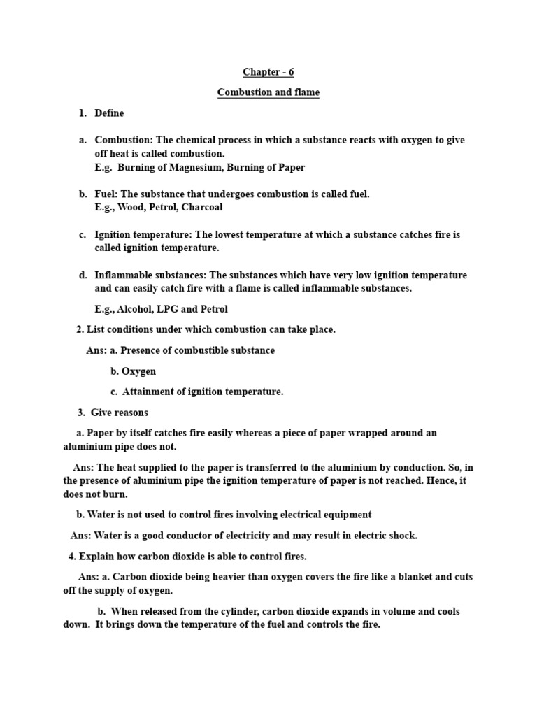 Combustion and Flame Notes New 2025 | PDF | Combustion | Fires