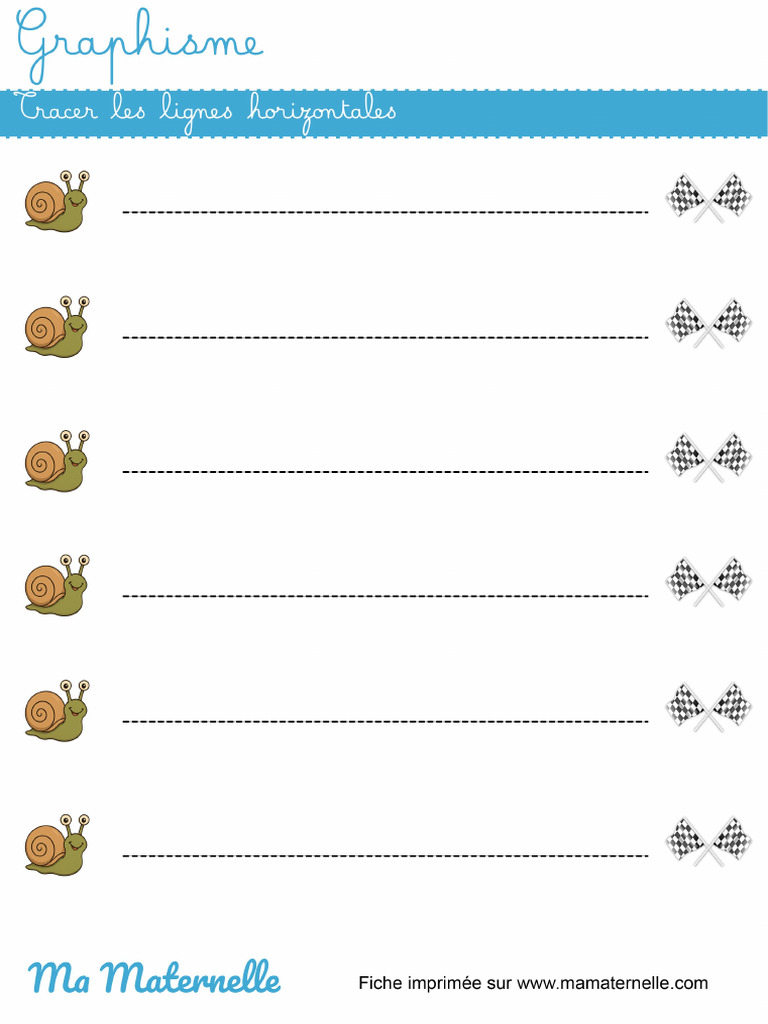 Graphisme Tracer Des Lignes Horizontales 3 Escargots Copie | PDF