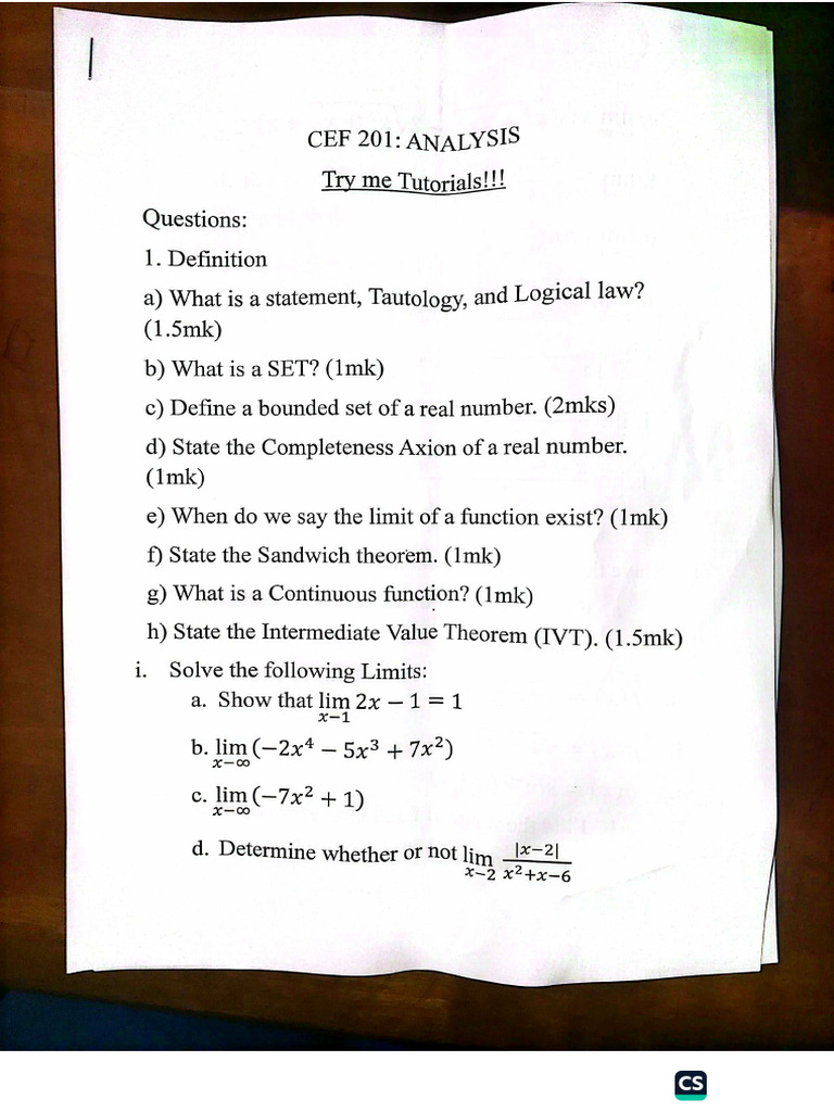 Analysis Exam Tutorial | PDF