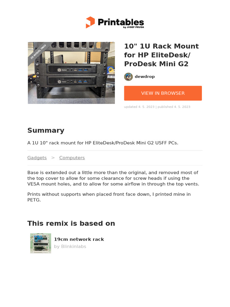 10 1u Rack Mount For HP Elitedeskprodesk Mini g2 E7d595fb C1a1 428c ...