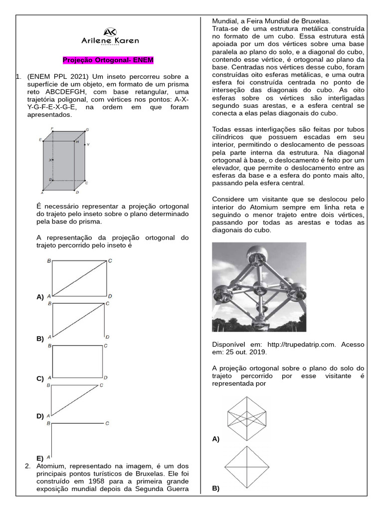 Projeção Ortogonal - Enem | PDF
