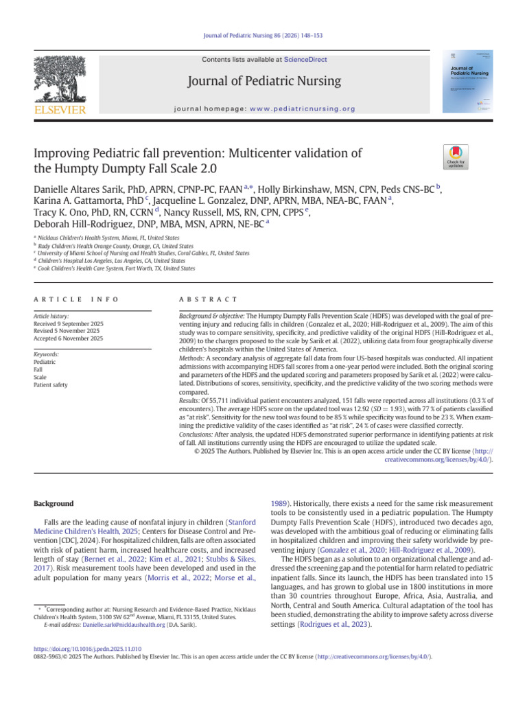 Improving Pediatric Fall Prevention Multicenter V 091811 | PDF ...
