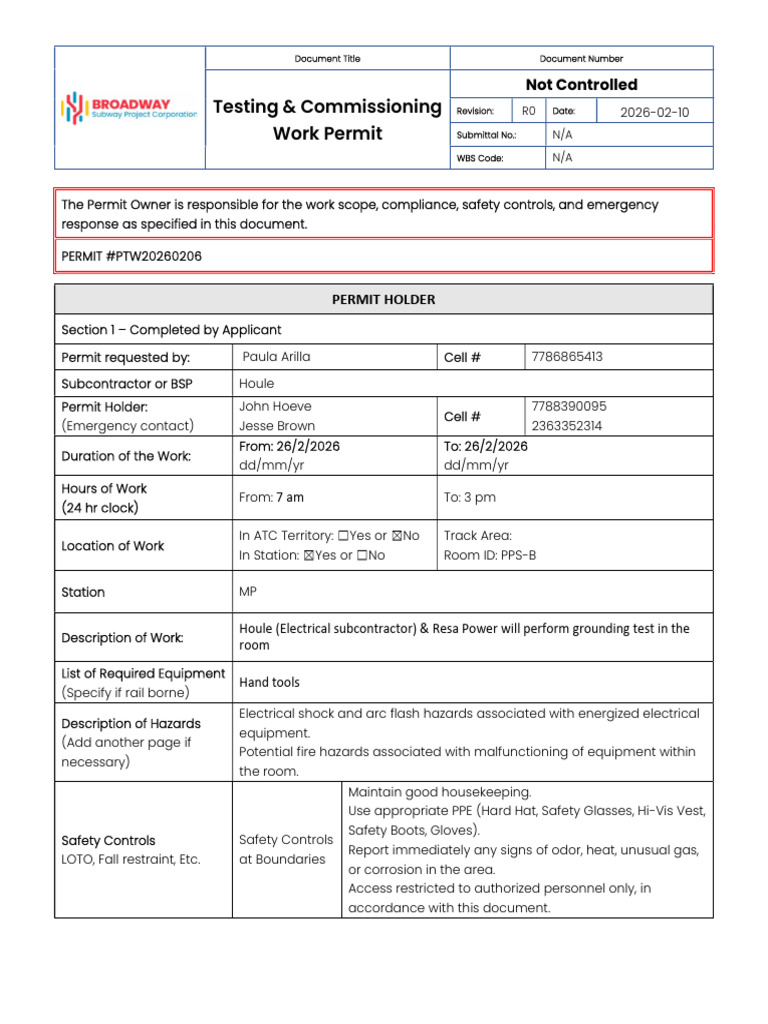 TC Work Permit Form 260206 | PDF | Working Conditions | Occupational ...
