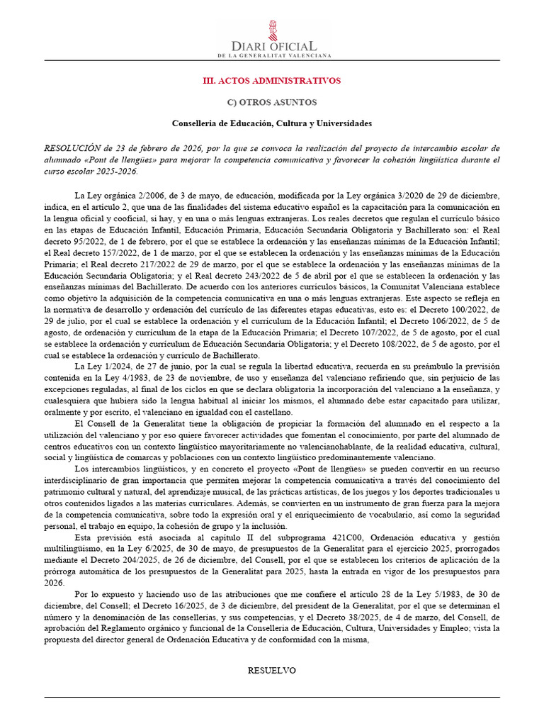 2026 6061 Es | PDF | Plan de estudios | Educación primaria