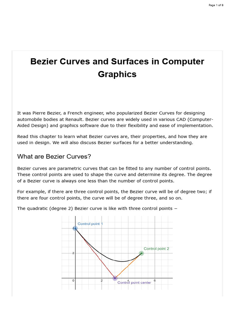 Bezier Curves and Surfaces in Computer Graphics | PDF | Curve | Mathematics