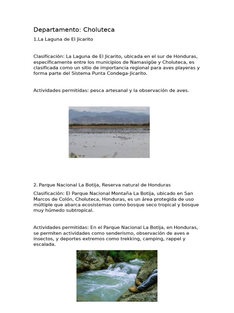 Area Protegidas de Choluteca | PDF | Honduras | Entorno natural