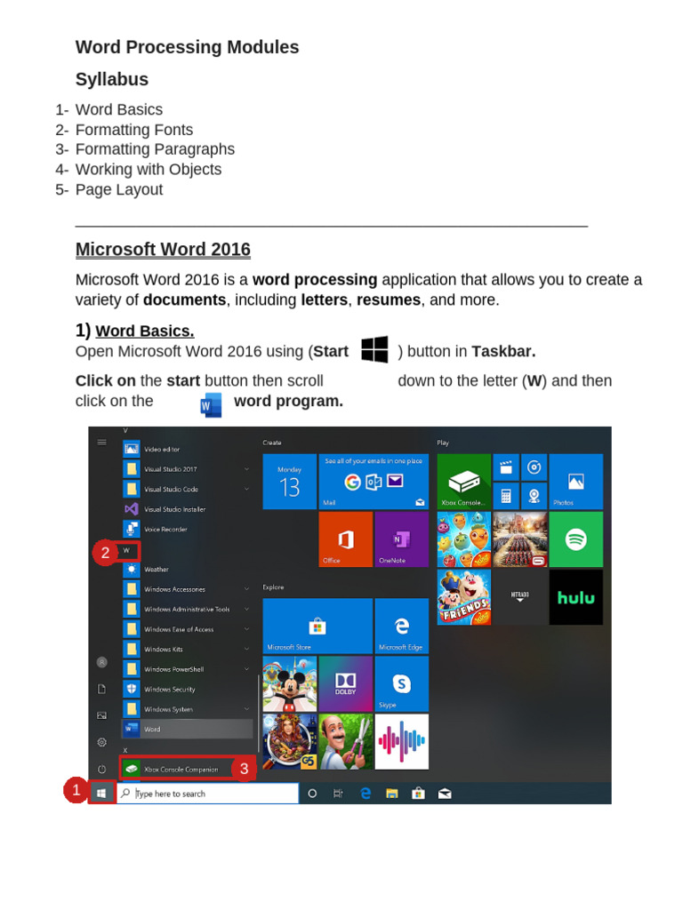 Word Processing Modules | PDF | Window (Computing) | Microsoft Word
