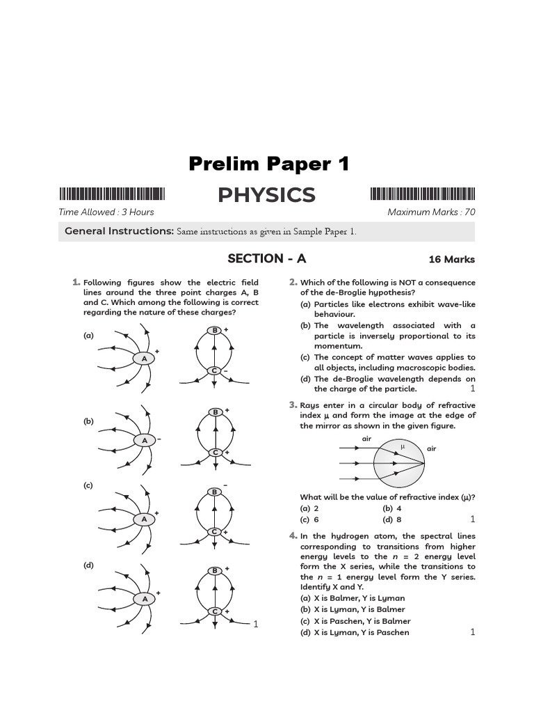 Physics Prelim Paper 1 | PDF | Inductor | Photoelectric Effect