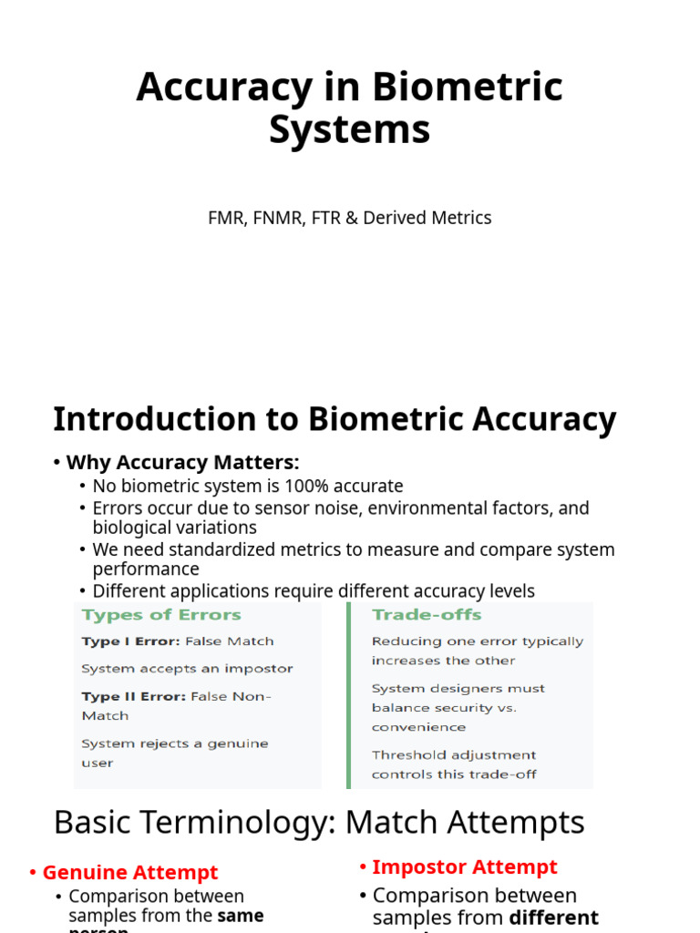 6) Accuracy in Biometric Systems - 1 | PDF | Biometrics | Accuracy And ...