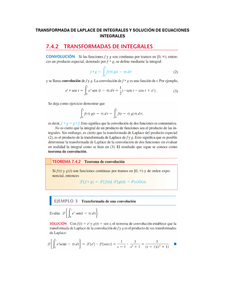 Solución de Ecuaciones Integrales Usando Transformadas de Laplace | PDF ...