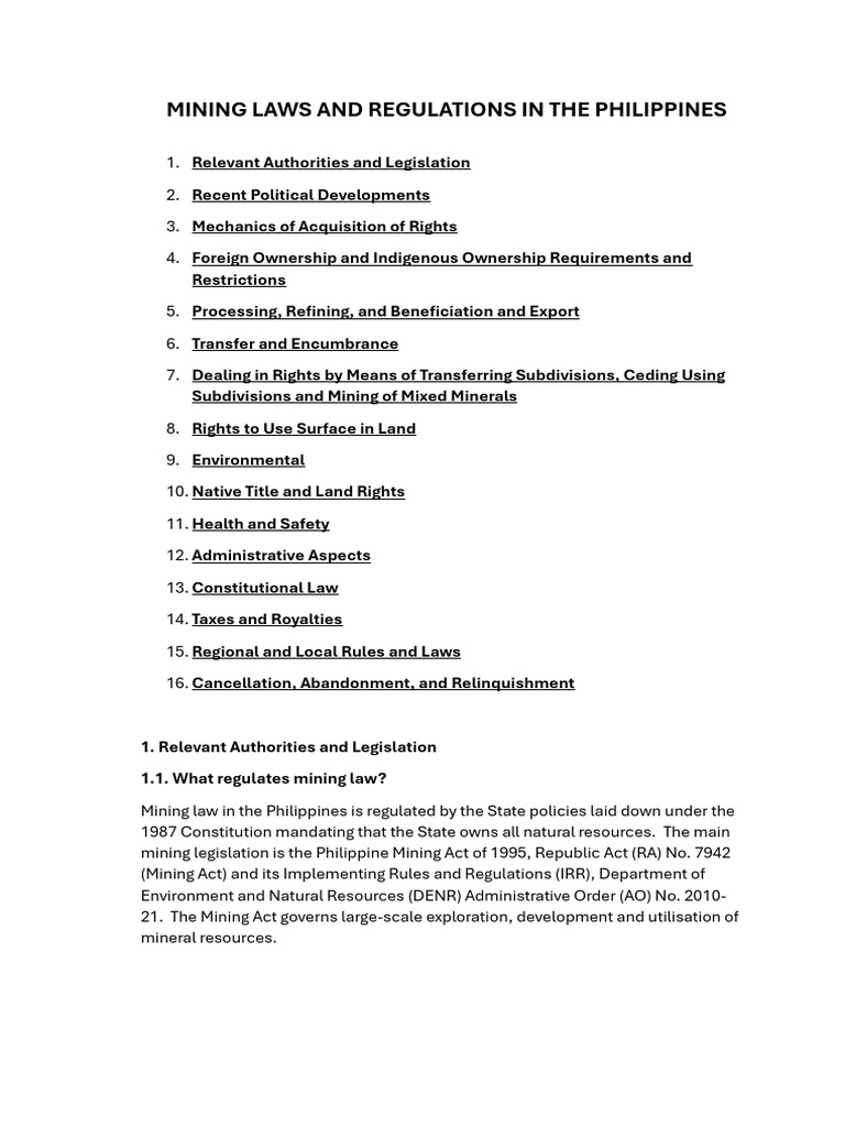 Mining Law Notes | PDF