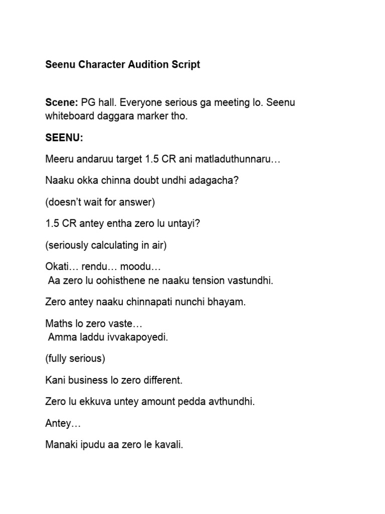 Seenu Audition Script | PDF